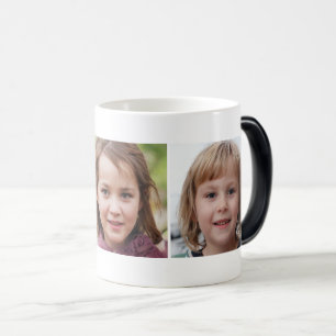 Anpassningsbar med tre fotokollage magisk mugg