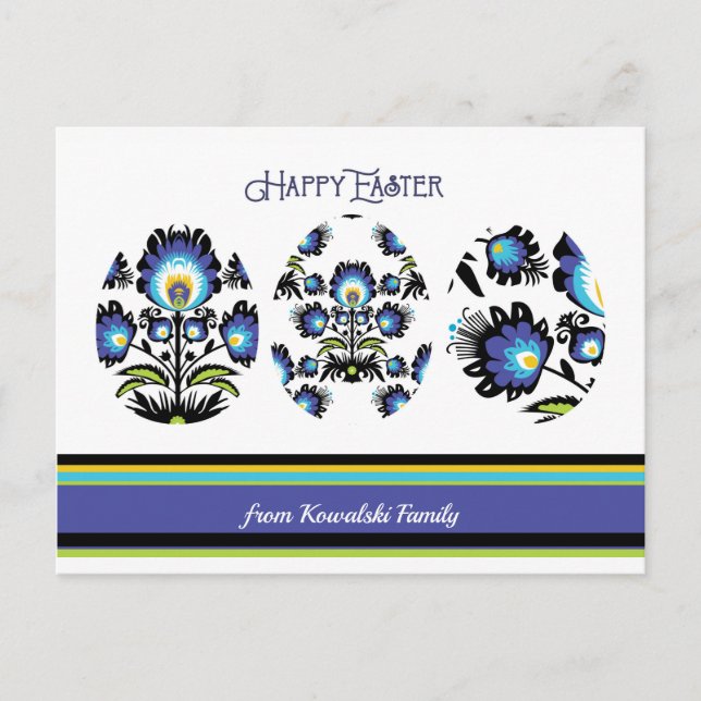 Anpassningsbar med tre Påskägg Vykort (Framsida)