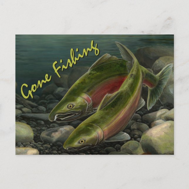 Anpassningsbar med vykort för fiske Salmon Fish Po (Framsida)