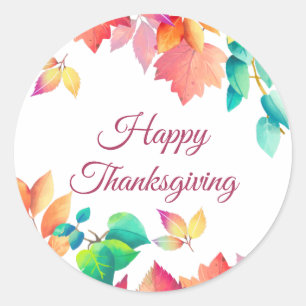 ANPASSNINGSBAR MEDDELANDE Happy thanksgiving Höst Runt Klistermärke
