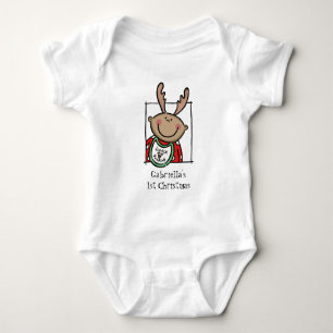 Anpassningsbar Medium Skin Tone Baby Första jul T Shirt