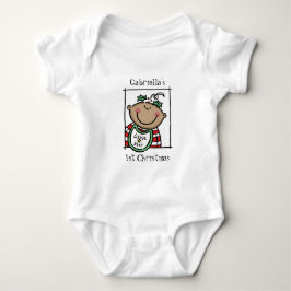 Anpassningsbar Medium Skin Tone Baby Första jul T Shirt