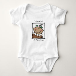 Anpassningsbar Medium Skin Tone Baby Första jul T Shirt