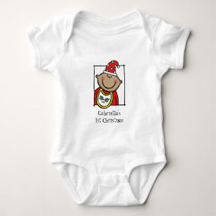 Anpassningsbar Medium Skin Tone Baby Första jul T Shirt