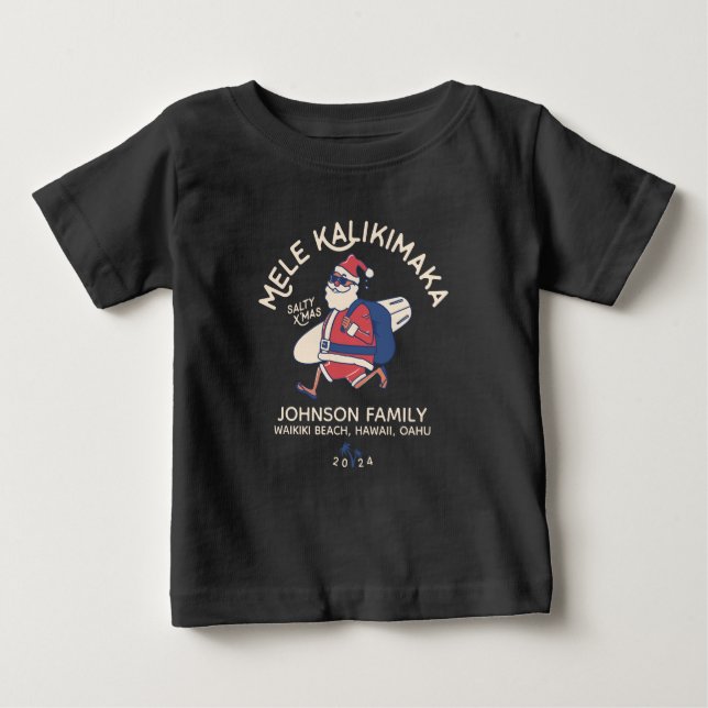 Anpassningsbar Mele Kalikimaka Santa Hawaiian Jul T Shirt (Framsida)