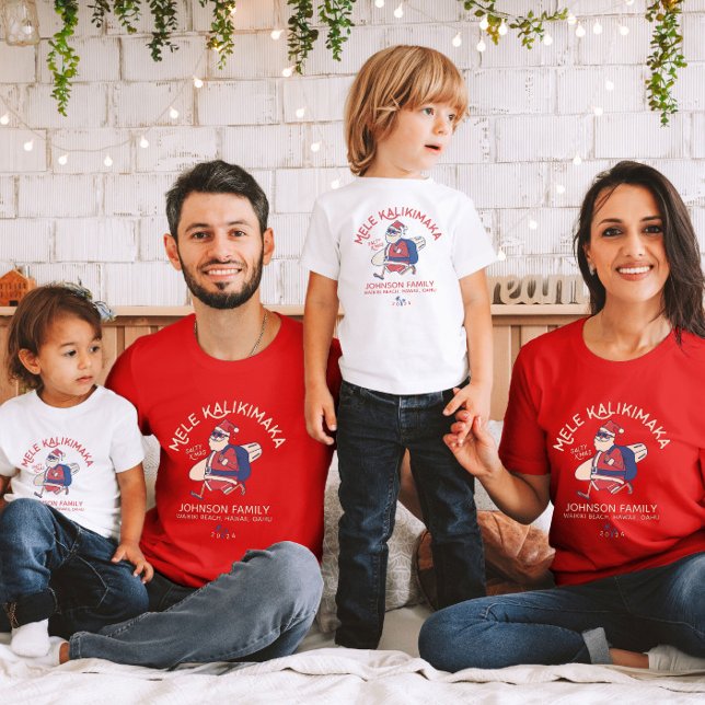 Anpassningsbar Mele Kalikimaka Santa Hawaiian Jul T Shirt (Skapare uppladdad)