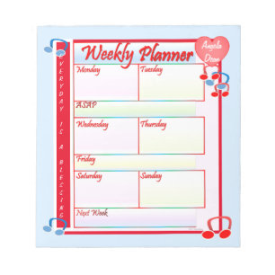 Anpassningsbar Melody Weekly Planner Anteckningsbl Anteckningsblock