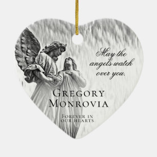 Anpassningsbar Memorial Angel i svartvitt Julgransprydnad Keramik