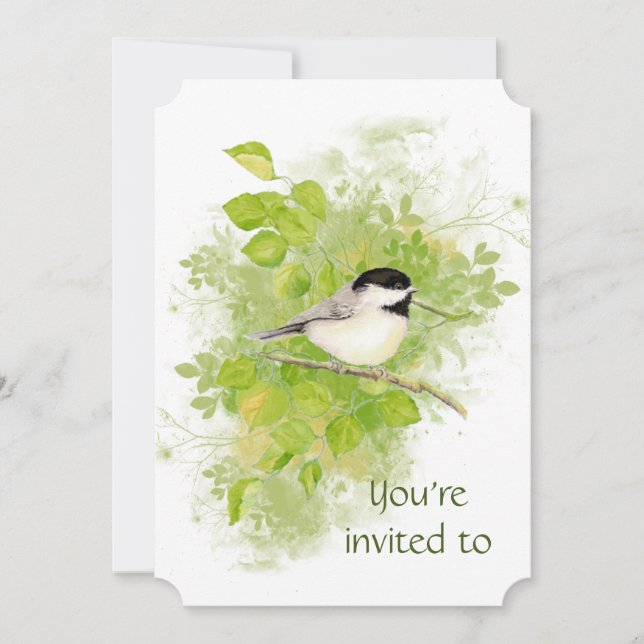 Anpassningsbar Memorial Chickadee Nature Bird Art Inbjudningar (Framsida)
