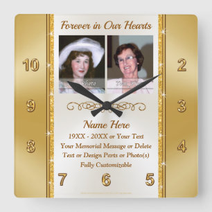 Anpassningsbar Memorial Clock for loss of Grandmor Fyrkantig Klocka