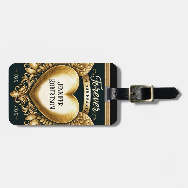 Anpassningsbar Memorial Heart Bagagebricka (Horisontell Framsida)