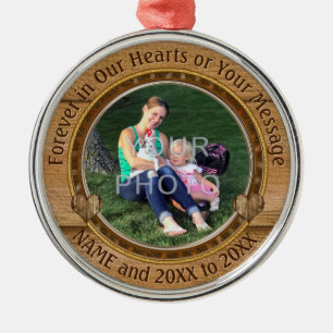 Anpassningsbar Memorial Jul Ornaments med Bild Julgransprydnad Metall