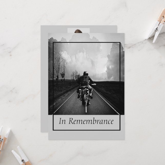 Anpassningsbar Memorial Service Biker Chopper Inbjudningar (Fram/Back In Situ)