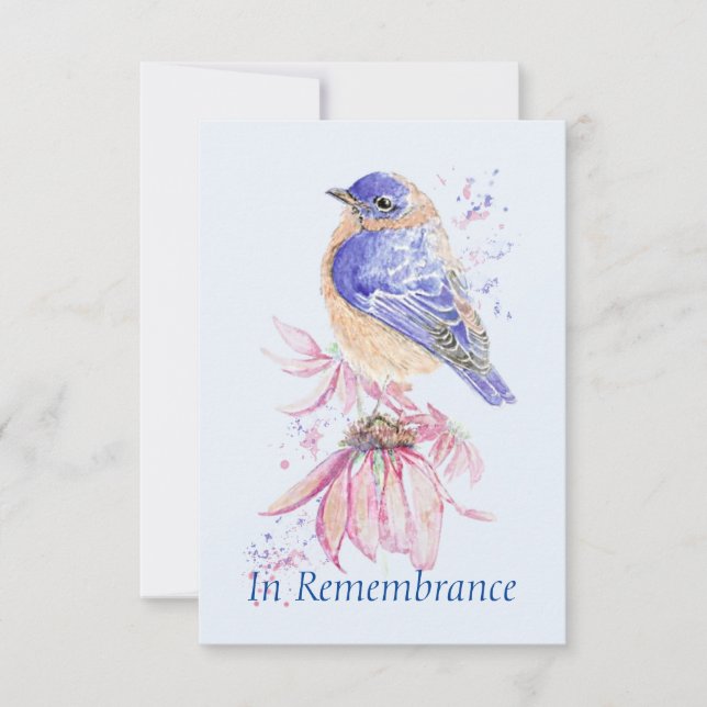 Anpassningsbar Memorial Service Bluebird Garden Bi Inbjudningar (Framsida)