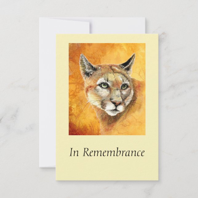 Anpassningsbar Memorial Service Cougar Puma Cat Inbjudningar (Framsida)