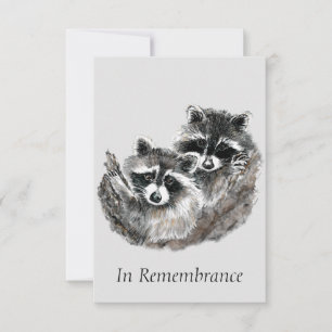 Anpassningsbar Memorial Service Cute Cuddling Racc Inbjudningar