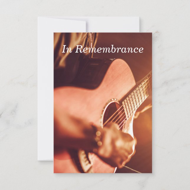 Anpassningsbar Memorial Service Guitar Player Musi Inbjudningar (Framsida)