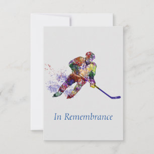 Anpassningsbar Memorial Service Hockey Player Spor Inbjudningar