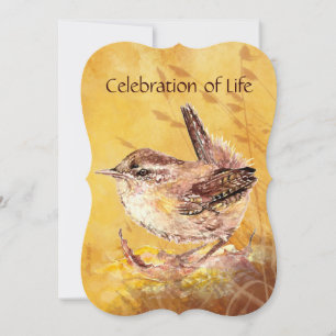 Anpassningsbar Memorial Service Inbjudan Wren Bird