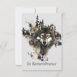 Anpassningsbar Memorial Varg Animal Watercolor Mou Inbjudningar