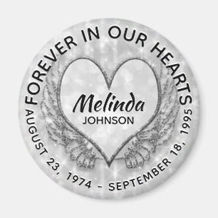 Anpassningsbar Memorial Vingar och hjärta Magnet