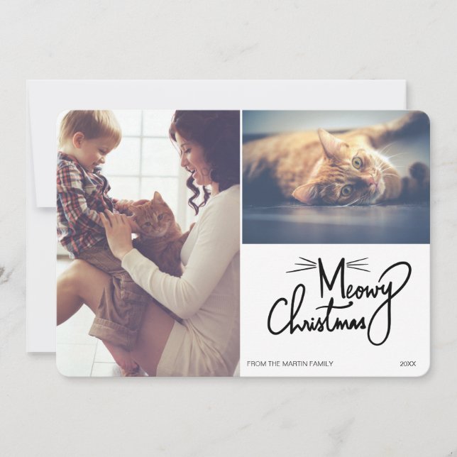 Anpassningsbar Meowy jul 2 Foto Julkort (Framsida)