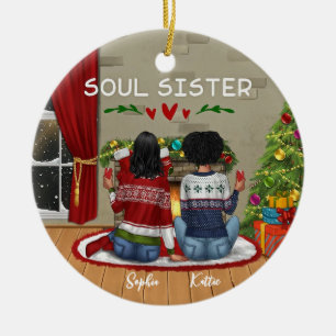 Anpassningsbar Merry christmast Soul Sister Julgransprydnad Keramik
