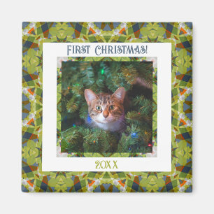 Anpassningsbar Merry Grönt Festive First jul Photo Magnet