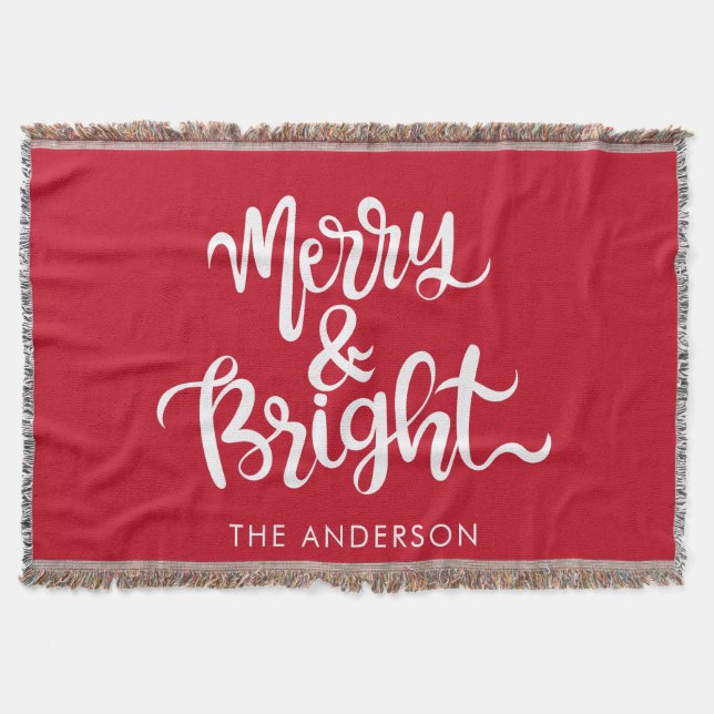 Anpassningsbar Merry och Bright Typography Script  Filt (Framsidan)