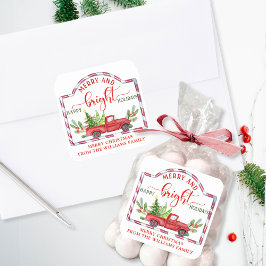 Anpassningsbar, merry och Bright, Vintage Red Last Fyrkantigt Klistermärke