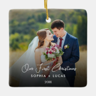 Anpassningsbar Merry och Married Photo Ceramic Orn Julgransprydnad Keramik