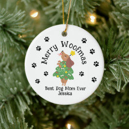 Anpassningsbar Merry Woofmas Ornament - Hund & Pap