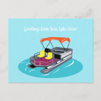 Anpassningsbar Message Blue Pontoon Boat-vykort Vykort
