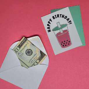 Anpassningsbar Message Bubble Tea Boba Art Rosa Anteckningskort