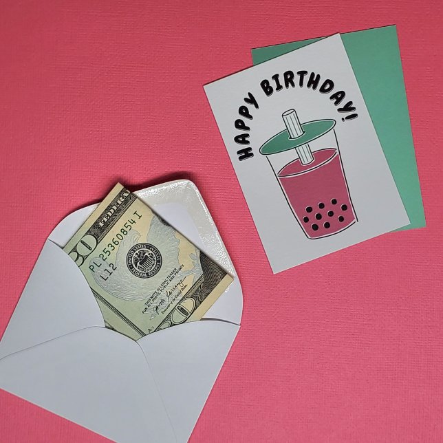 Anpassningsbar Message Bubble Tea Boba Art | Rosa  Anteckningskort (Skapare uppladdad)