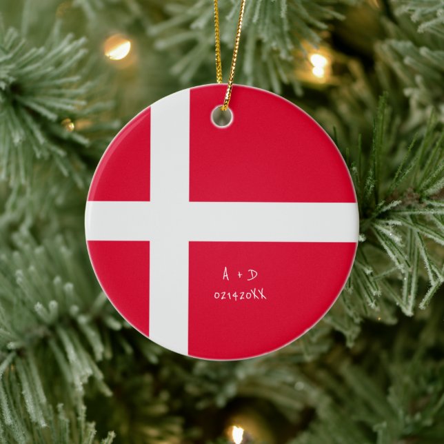 Anpassningsbar Message Danmark Flagga Julgransprydnad Keramik (Träd)