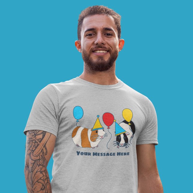 Anpassningsbar Message Guinea Grisar och Balloons T Shirt (Skapare uppladdad)