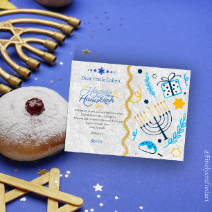 Anpassningsbar Message Namn Wish Lycklig Hanukkah Helg Vykort