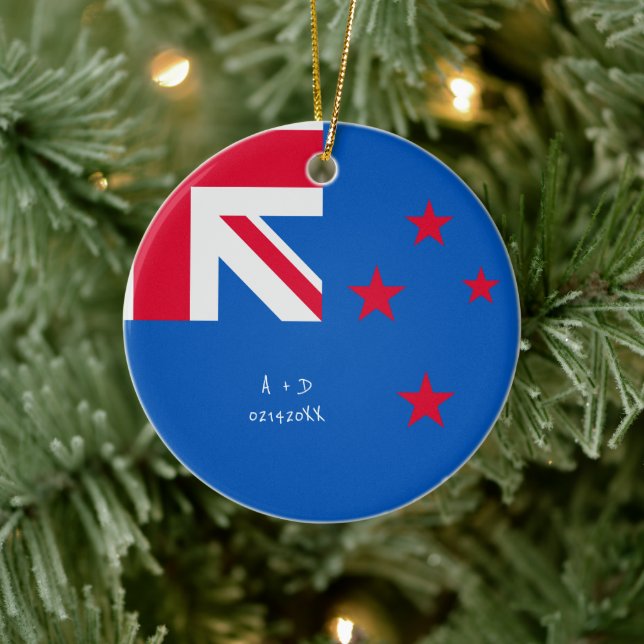 Anpassningsbar Message New Zealand Flagga Julgransprydnad Keramik (Träd)