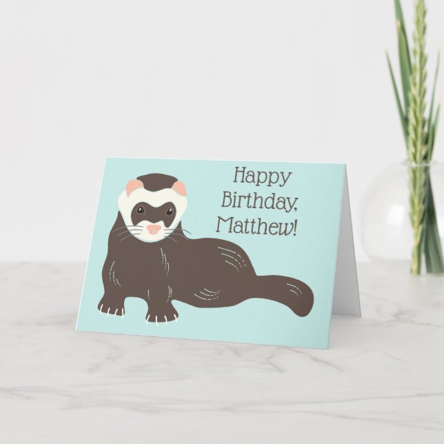 Anpassningsbar Message Personlig Brown Ferret Birt Kort (Framsida)