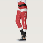 Anpassningsbar Message Santa Costume Cute Roligt j Leggings<br><div class="desc">De här vackra julbalarna är perfekten jultomtedräkt för julmorgon eller julfester. Var den coolaste helgdag,  fru Claus i roligten,  och modern design med snö flurries,  er egen anpassningsbar Julhälsningar och ett förfalskat lås för guld bälte!</div>