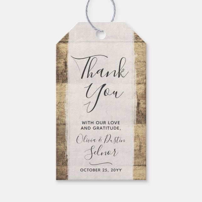 Anpassningsbar Message Tack Rustic Wood Wedding Fa Presentetikett (Framsidan)