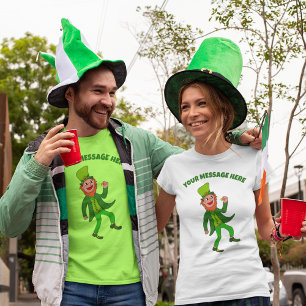 Anpassningsbar Message Tecknad Leprechaun T Shirt