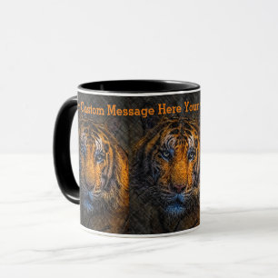 Anpassningsbar Message Tiger Ansikte Grunge Mugg