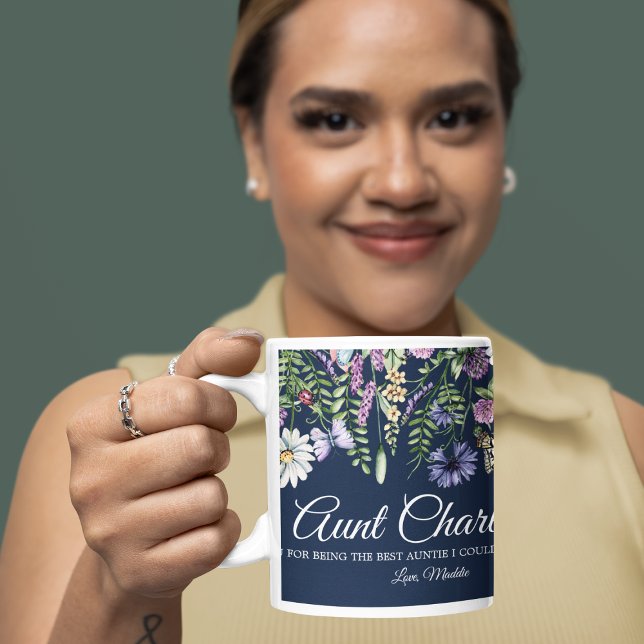 Anpassningsbar Message Wildblommor Unique Moster Kaffemugg (Custom Message Wildflowers Unique Aunt Coffee Mug
)