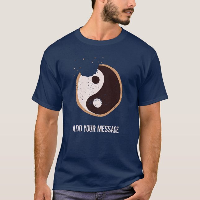 Anpassningsbar Message Yin och Yang Black and Whit T Shirt (Framsida)