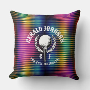 Anpassningsbar Metallfärgad golfmonogramdesign Kudde