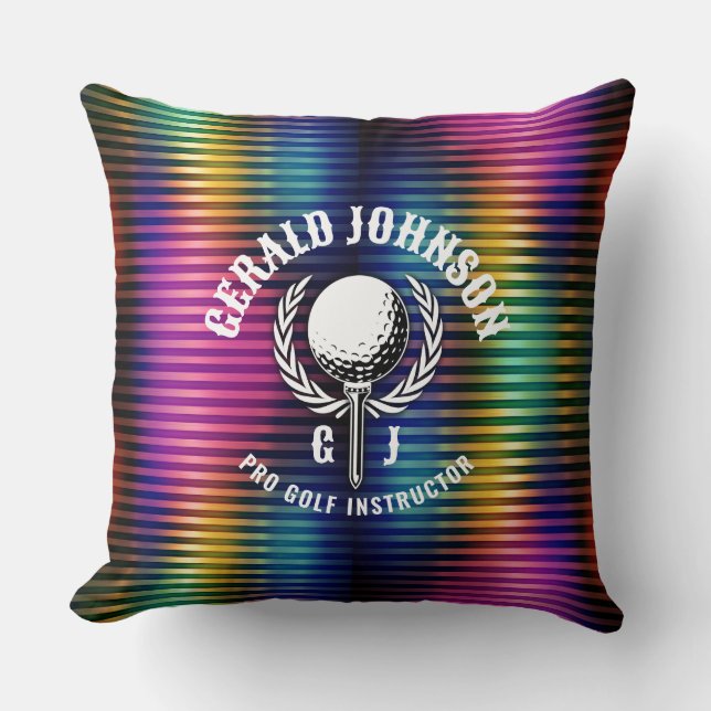 Anpassningsbar Metallfärgad golfmonogramdesign Kudde (Framsida)