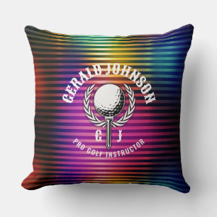 Anpassningsbar Metallfärgad golfmonogramdesign Kudde