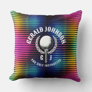 Anpassningsbar Metallfärgad golfmonogramdesign Kudde